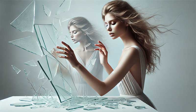 ガラスのような繊細な女性 繊細な女性とガラス