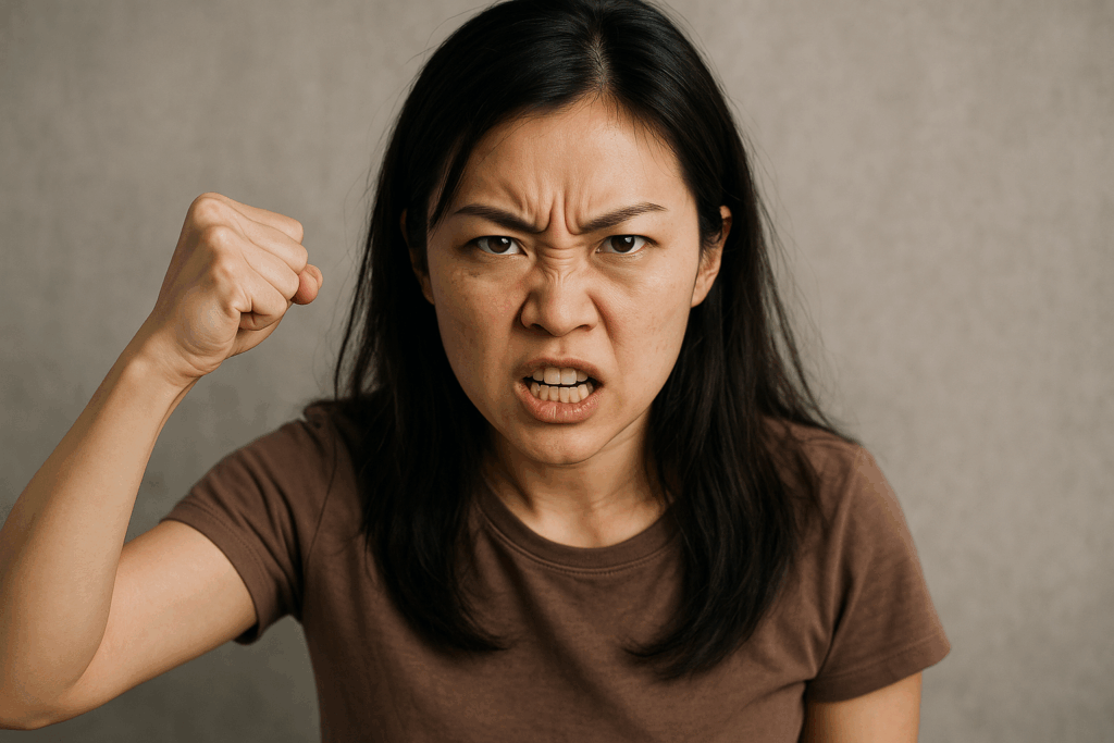 ホメオパシー 怒っている女性