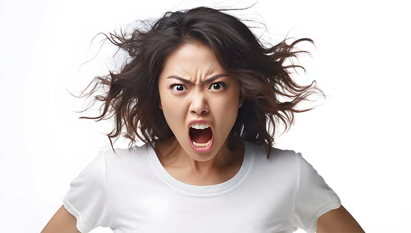 ホメオパシー インナーチャイルド 怒り 髪をさかだてて怒っている女性