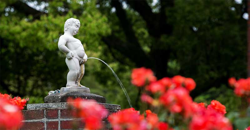 ホメオパシー、尿、副作用 小便小僧が尿をだしている