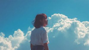 インナーチャイルドが傷ついた女性ホメオパシー 空を見ている寂しそうな女性