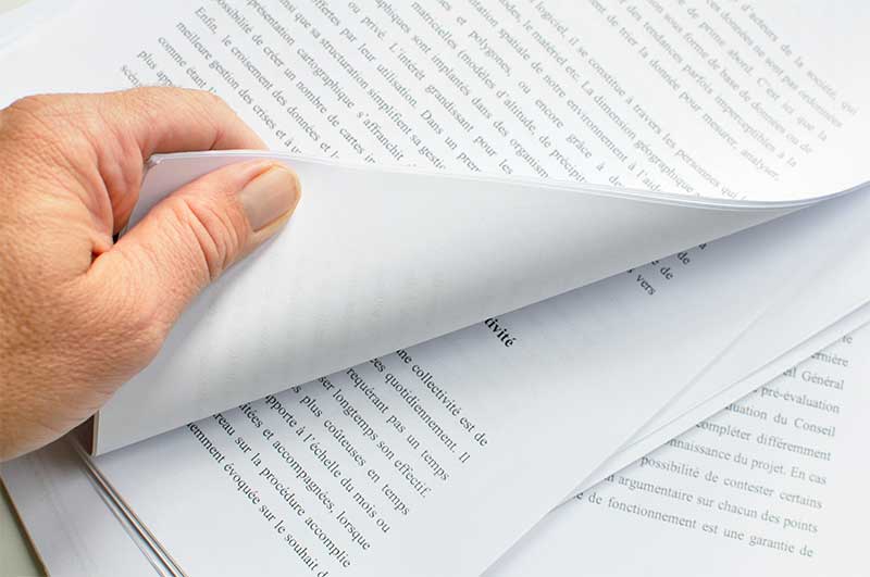 論文をめくっている手